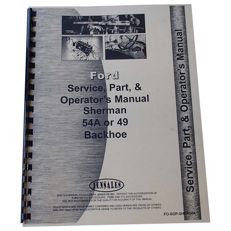 Operator Manual Fits Ford 8N Attachment W Sherman Power Digger Attachment